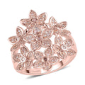 Natural Pink Diamond Floral Ring in Vermeil Rose Gold Over Sterling Silver 0.50 ctw - Sticky add to cart bar