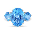 Swiss Blue Topaz and White Zircon Ring in Platinum Over Sterling Silver (Size 10.0) 21.75 ctw - Sticky add to cart bar