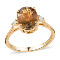 Certified & Appraised Luxoro 14K Yellow Gold AAA Golden Tanzanite and G-H I2 Diamond Ring 2.90 ctw