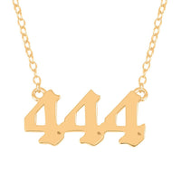 14K YG Over Sterling Silver Lucky Number 444 Design Necklace (18 Inches)