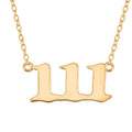 14K YG Over Sterling Silver Lucky Number 444 Design Necklace (18 Inches) - Sticky add to cart bar