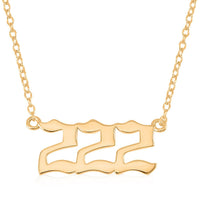 14K YG Over Sterling Silver Lucky Number 444 Design Necklace (18 Inches)