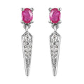 Premium Montepuez Ruby and White Zircon Dangling Earrings in Platinum Over Sterling Silver 2.50 ctw - Sticky add to cart bar
