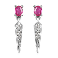 Premium Montepuez Ruby and White Zircon Dangling Earrings in Platinum Over Sterling Silver 2.50 ctw