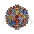 Multi Sapphire Floral Ring in Sterling Silver 5.50 ctw - Sticky add to cart bar