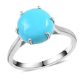 Certified & Appraised 10K White Gold AAA American Natural Sleeping Beauty Turquoise Solitaire Ring (Size 10.0) (2.43 g) 3.60 ctw - Sticky add to cart bar