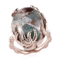 Natural Zimbaprase and Natural Champagne Diamond Ring in Vermeil Rose Gold Over Sterling Silver 18.40 ctw