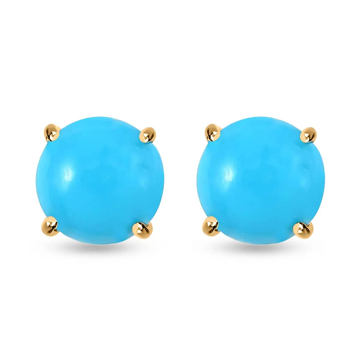 Certified & Appraised LUXORO 10K Yellow Gold AAA American Natural Sleeping Beauty Turquoise Earrings 3.40 ctw