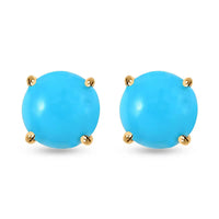 Certified & Appraised LUXORO 10K Yellow Gold AAA American Natural Sleeping Beauty Turquoise Earrings 3.40 ctw