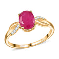 Certified LUXORO 10K Yellow Gold AAA Mozambique Ruby and G-H I2 Diamond Ring 2.15 Grams 1.70 ctw - Sticky add to cart bar