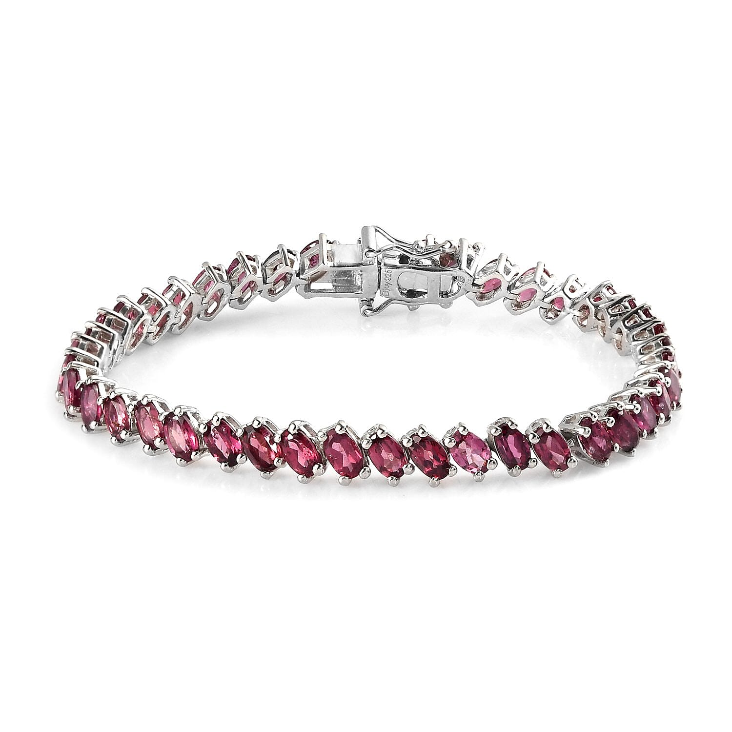 Natural Tanzanian Wine Garnet Tennis Bracelet in Platinum Over Sterling Silver (6.50 In) 10.85 Grams 9.75 ctw