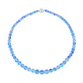 Blue Magic Color Glass Beaded Necklace 20 Inches in Silvertone - Sticky add to cart bar