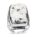 American Natural White Buffalo Solitaire Ring in Sterling Silver 7.85 Grams 24.60 ctw - Sticky add to cart bar