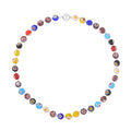 Multi Color Murano Style Beaded Necklace 20 Inches with Magnetic Lock in Silvertone - Sticky add to cart bar