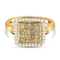 Alexandrite and White Zircon 0.80 ctw Ring in Vermeil Yellow Gold Over Sterling Silver (Size 8)