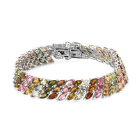 Multi-Tourmaline Carpet Bracelet in Platinum Over Sterling Silver (7.25 In) 21.30 Grams 26.25 ctw