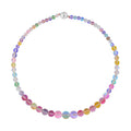 Blue Magic Color Glass Beaded Necklace 20 Inches in Silvertone - Sticky add to cart bar