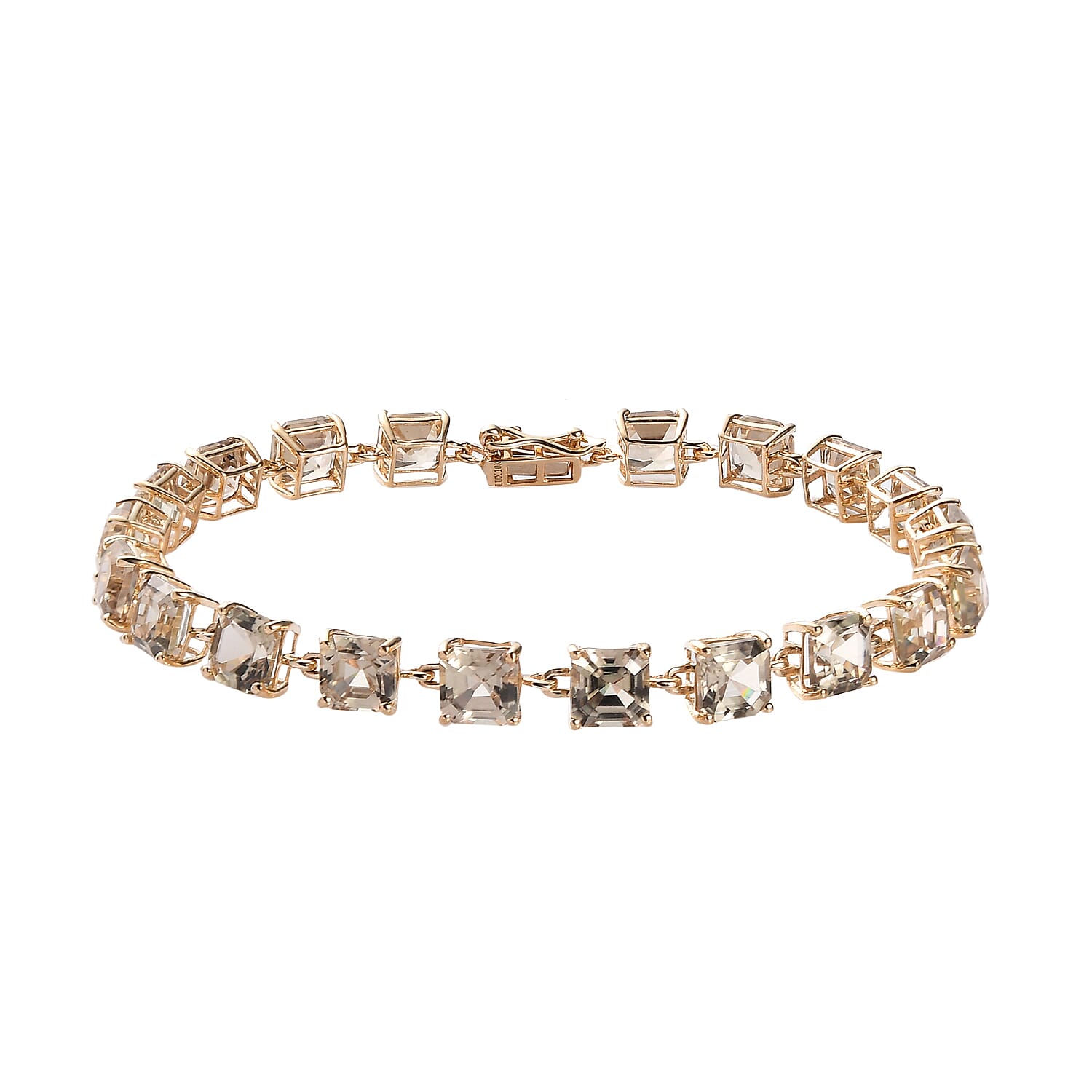 Doorbuster LUXORO 10K Yellow Gold Asscher Cut AAA Turkizite Link Bracelet (6.50 In) (3.20 g) 13.35 ctw