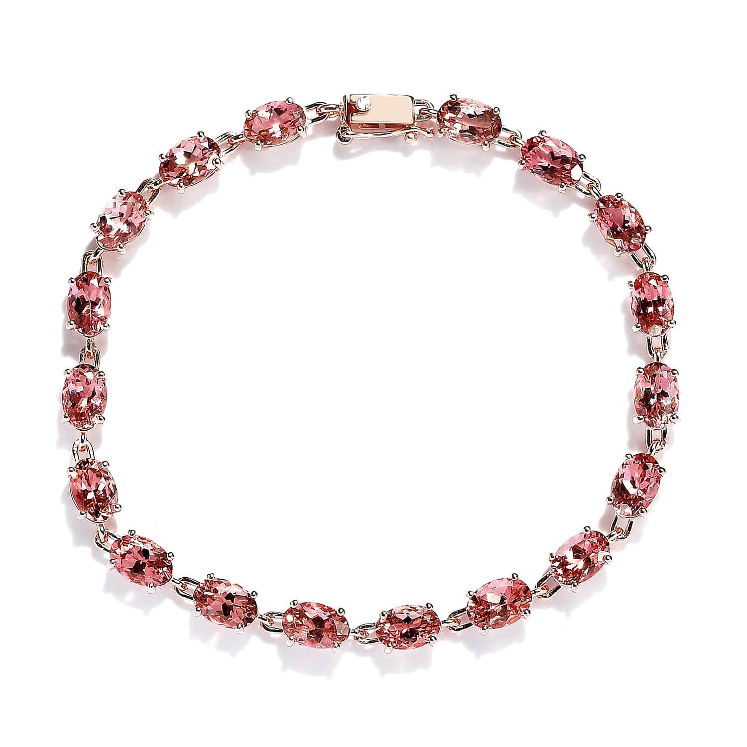 Doorbuster LUXORO 10K Rose Gold Premium Natural Blush Tourmaline Bracelet (6.50 In) 3.15 Grams 8.25 ctw