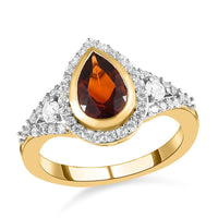 Cherry Citrine and White Zircon 1.65 ctw Ring in 14K Yellow Gold Over Sterling Silver (Size 11.5)