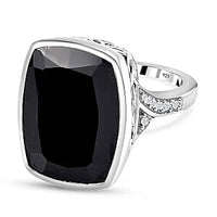 Thai Black Spinel and White Zircon  White Zirconhite White Zircon 23.55 ctw Ring in Platinum Over Sterling Silver (Size 6.5)