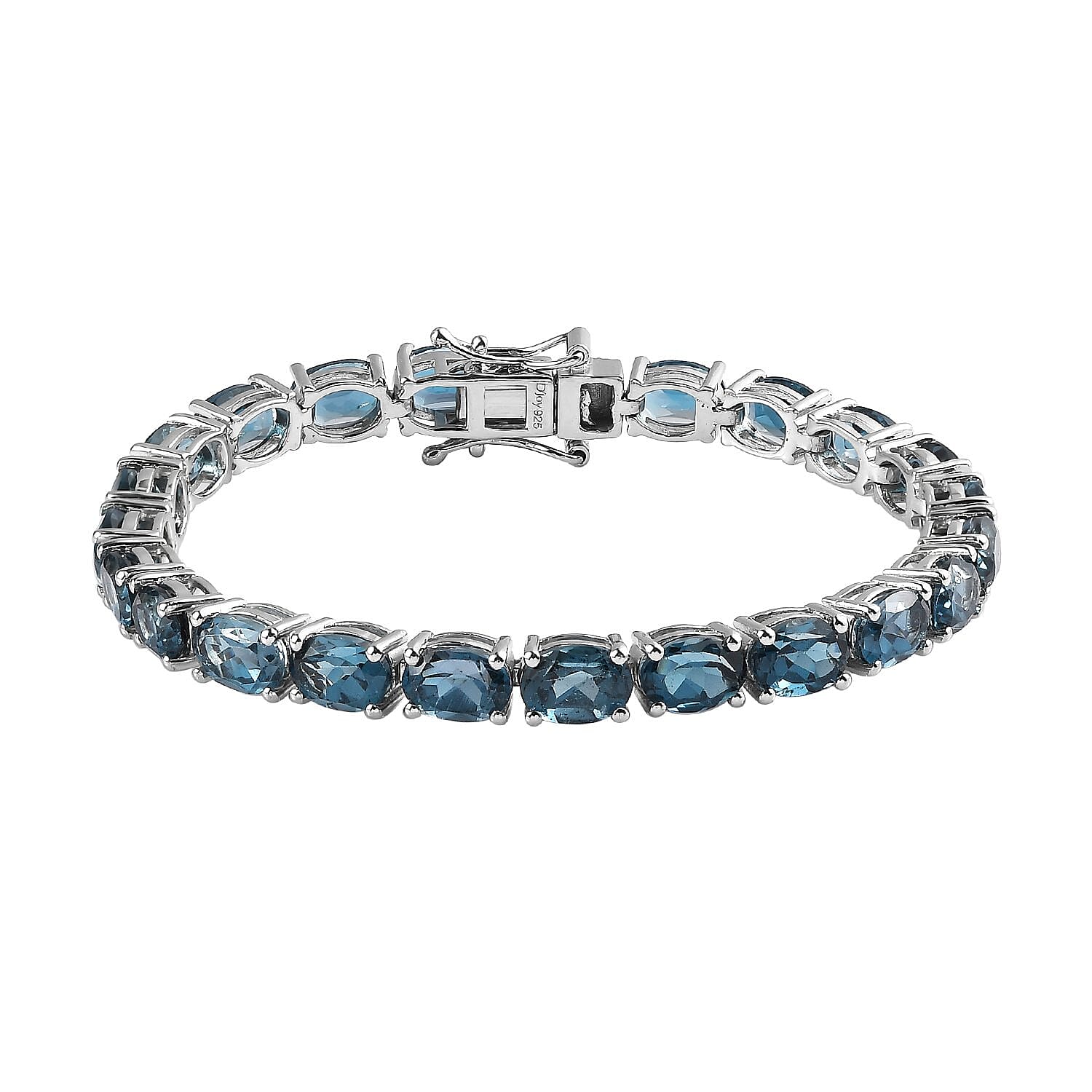 London Blue Topaz Tennis Bracelet in Platinum Over Sterling Silver (6.50 In) 12.90 Grams 20.90 ctw