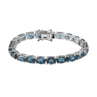 London Blue Topaz Tennis Bracelet in Platinum Over Sterling Silver (6.50 In) 12.90 Grams 20.90 ctw