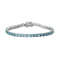 Asscher Cut Madagascar Paraiba Apatite Tennis Bracelet in Platinum Over Sterling Silver (8.00 In) 12.50 Grams 14.15 ctw - Sticky add to cart bar