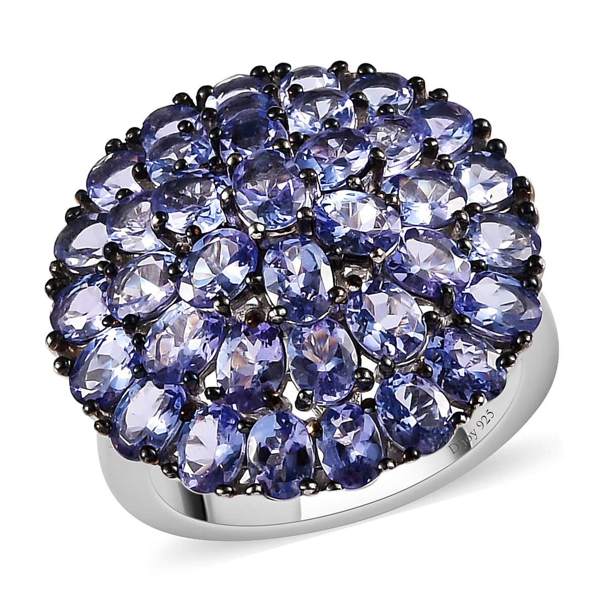Tanzanite Floral Spray Ring in Platinum Over Sterling Silver 6.25 ctw