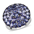 Tanzanite Floral Spray Ring in Platinum Over Sterling Silver 6.25 ctw - Sticky add to cart bar