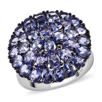 Tanzanite Floral Spray Ring in Platinum Over Sterling Silver 6.25 ctw