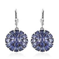 Tanzanite Floral Earrings in Platinum Over Sterling Silver 6.25 ctw