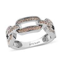 KARIS Simulated Champagne Diamond Paper Clip Band Ring in Platinum Bond 0.40 ctw