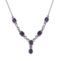 Amethyst Station Necklace 18 Inches in Stainless Steel 2.65 ctw - Sticky add to cart bar