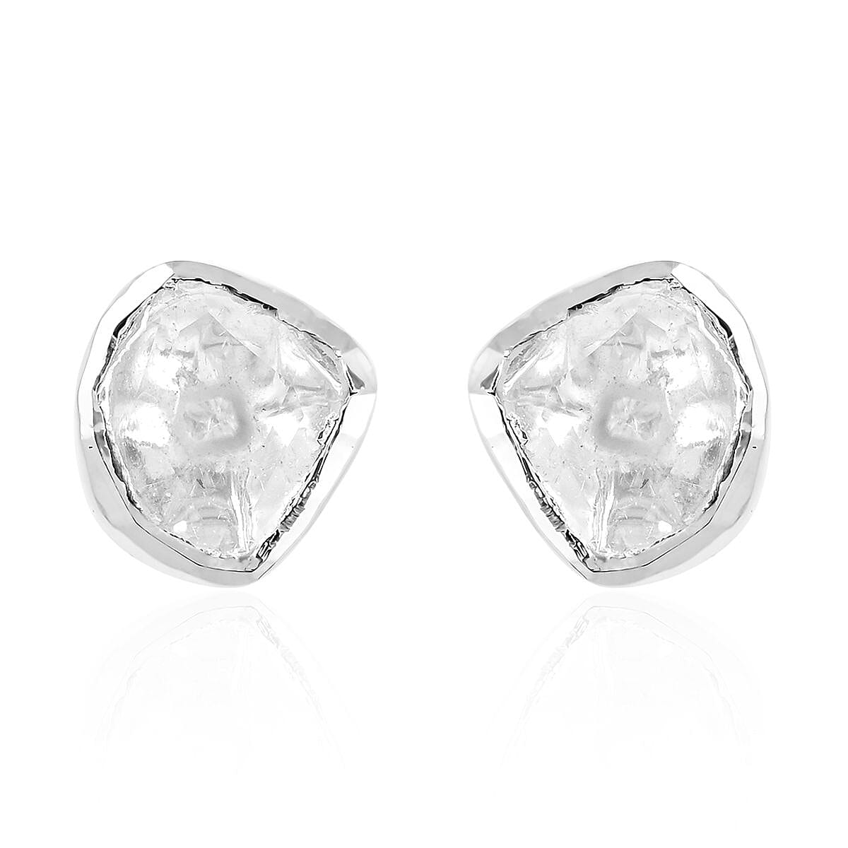 Doorbuster Polki Diamond Solitaire Stud Earrings in 14K Yellow Gold Over Sterling Silver 0.50 ctw