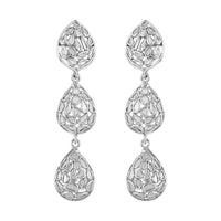 Doorbuster Polki Diamond Dangle Earrings in Sterling Silver 1.50 ctw