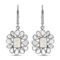 Doorbuster White Moonstone and Polki Diamond Flower Earrings in Sterling Silver 2.00 ctw - Sticky add to cart bar