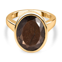Chocolate Sapphire 11.40 ctw Fancy Ring in Vermeil Yellow Gold Over Sterling Silver (Size 6.5)