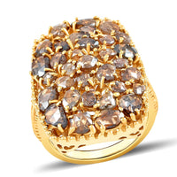 Doorbuster Natural Champagne Diamond Ring in Vermeil Rose Gold Sterling Silver 1.50 ctw