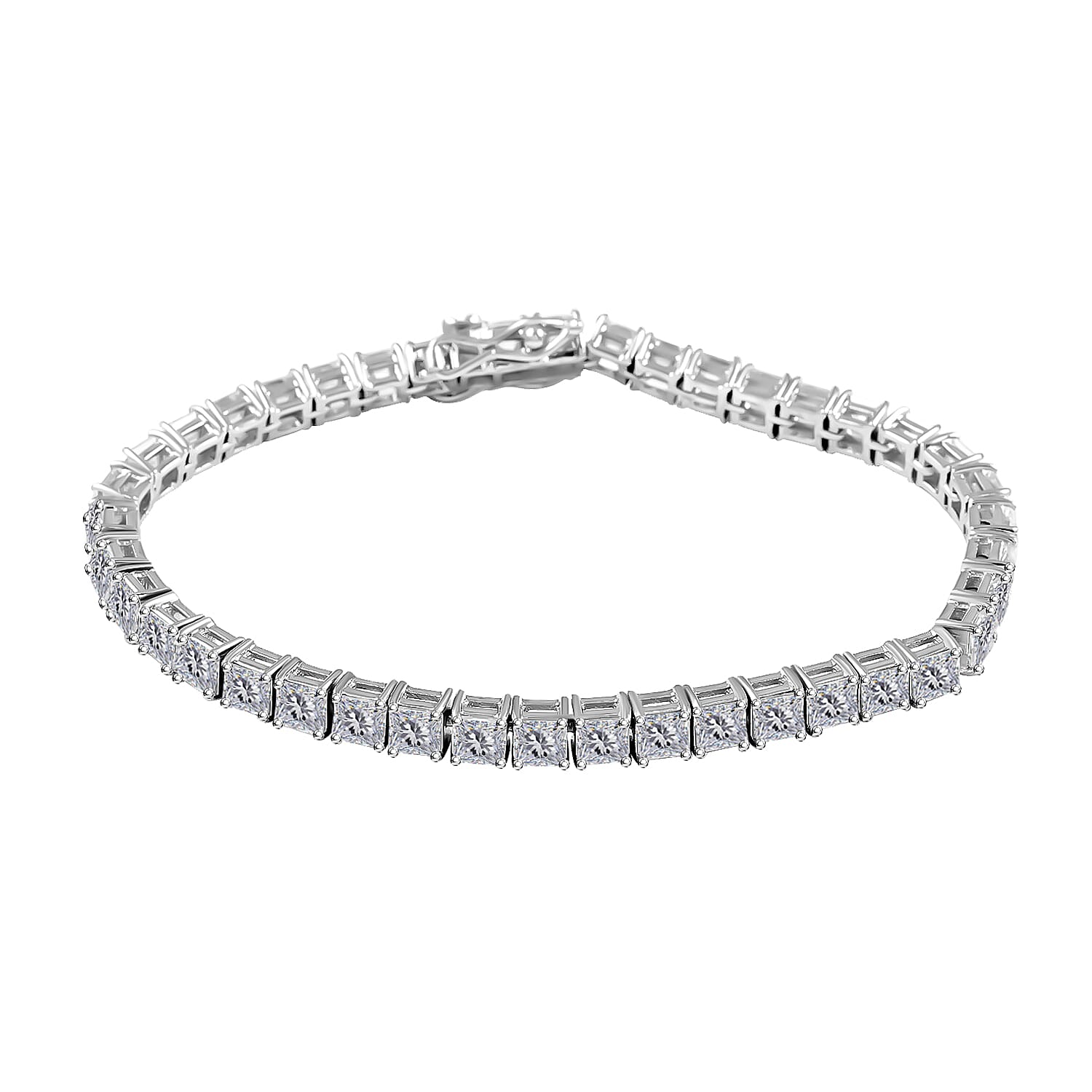 Moissanite  Bracelet (Size - 7.25)  Sterling Silver 14.35 ctw ,  Silver Wt. 12.2 g