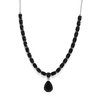 Australian Black Tourmaline Cluster 31.23 ctw Necklace in Platinum Over Sterling Silver 18 Inches