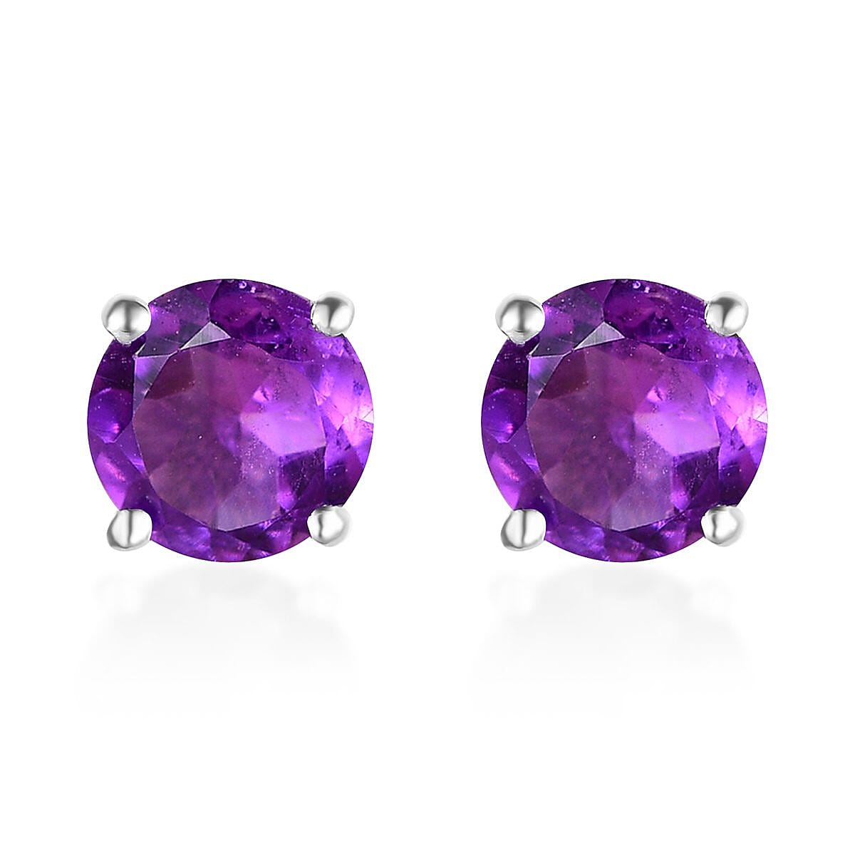 Brazilian Citrine Solitaire Stud Earrings in Sterling Silver 1.15 ctw