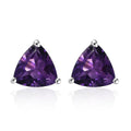 African Amethyst Solitaire Stud Earrings in Sterling Silver 1.00 ctw - Sticky add to cart bar