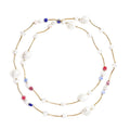 Resin, Multi Color Ceramic and White Glass Station Necklace 45 Inches in Goldtone - Sticky add to cart bar