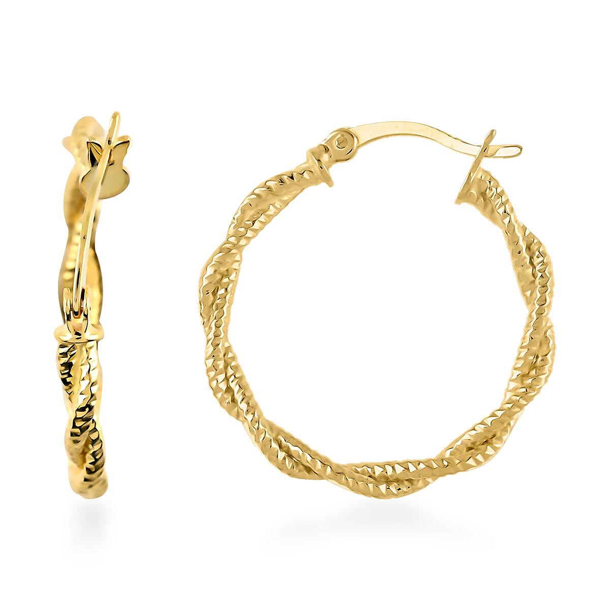 14K Yellow Gold Over Sterling Silver 2.8mm Hoop Earrings 2.75 Grams