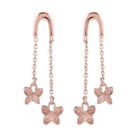 14K Rose Gold Over Sterling Silver Butterfly Dangle Earrings 1.90 Grams
