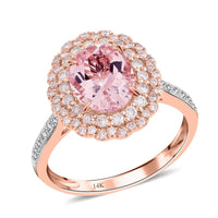 14K Rose Gold Marropino Morganite, Natural Pink and White Diamond Ring 3.50 Grams 1.95 ctw