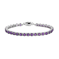 Premium African Amethyst and White Zircon 5.75 ctw Bracelet in Rhodium Over Sterling Silver (7.25 In)
