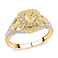 14K Yellow and Rose Gold Natural Yellow, Pink & White Diamond Ring 3.60 Grams 1.00 ctw
