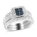 14K White Gold Blue Diamond and White Diamond Ring 1.50 ctw - Sticky add to cart bar